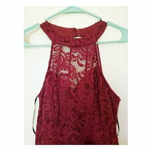 Red lacey cocktail dress